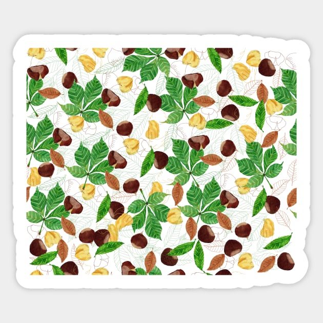 Funny hand-drawn chestnuts pattern Sticker by Ellunardegloria